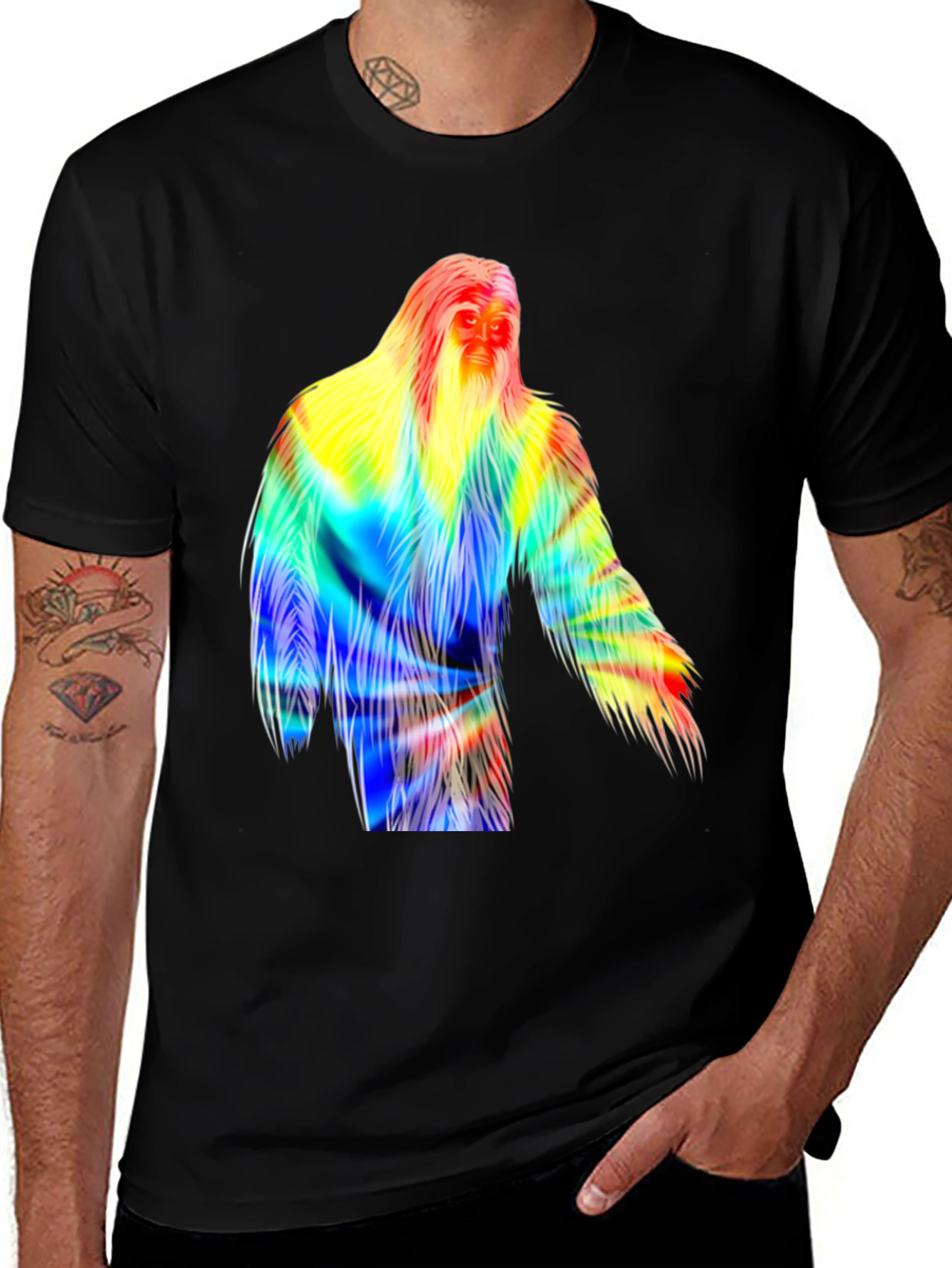 Colorful Bigfoot Graphic T-Shirt