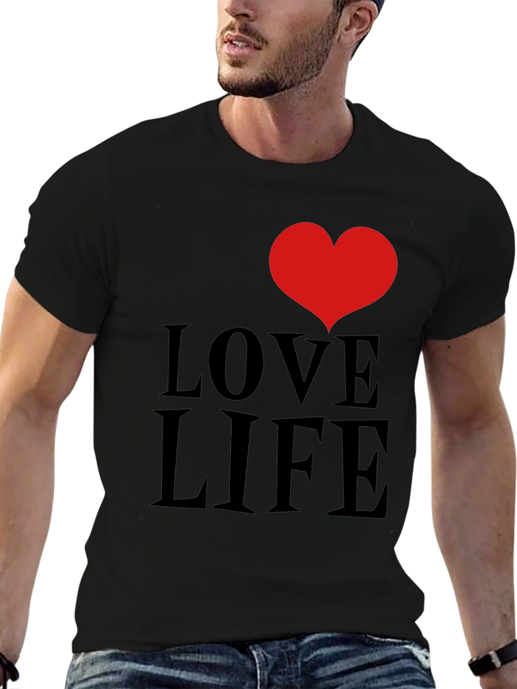 Love Life Graphic Tee - Black Cotton Comfort
