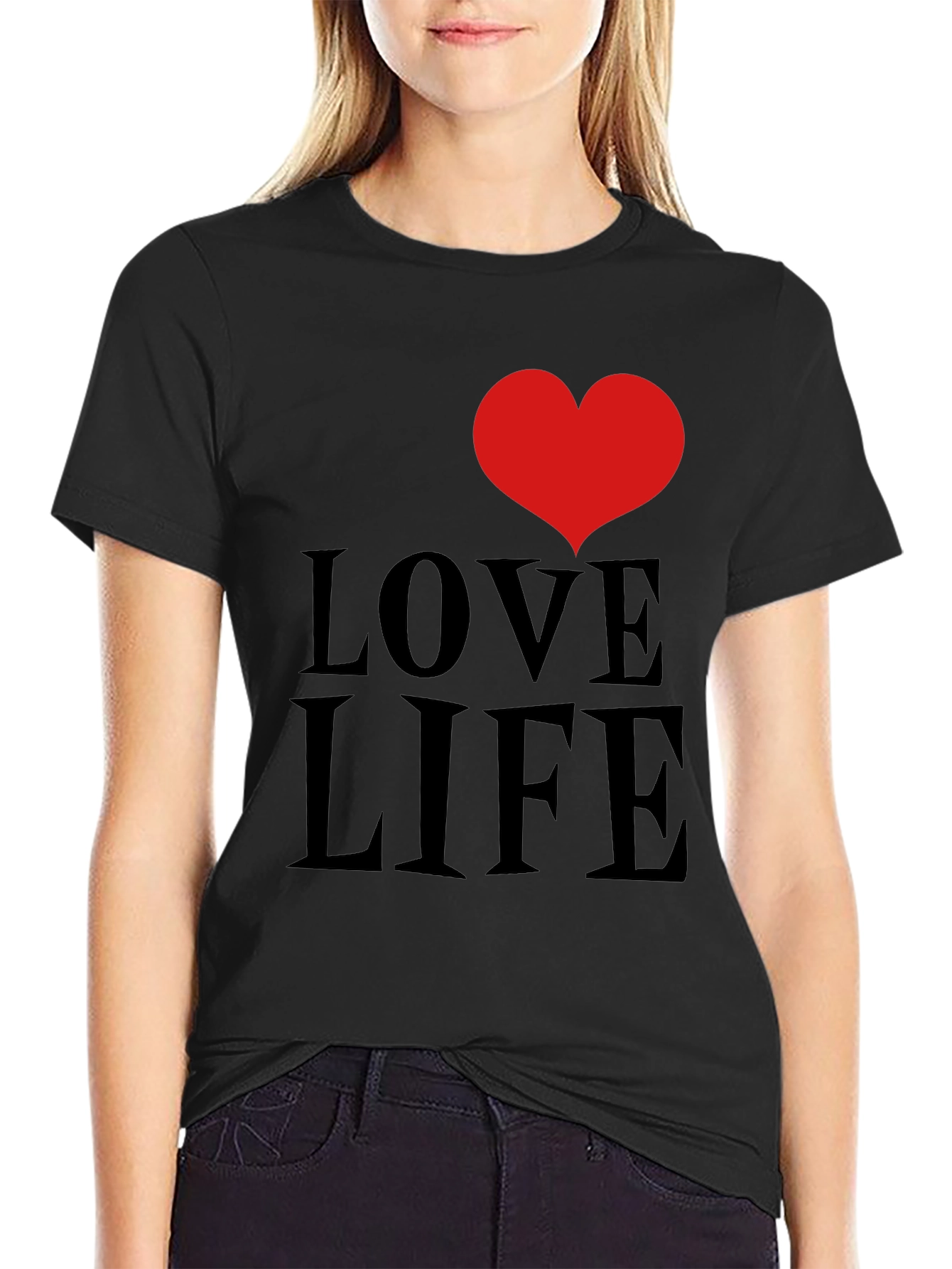 Love Life Graphic Tee - Black Cotton Comfort