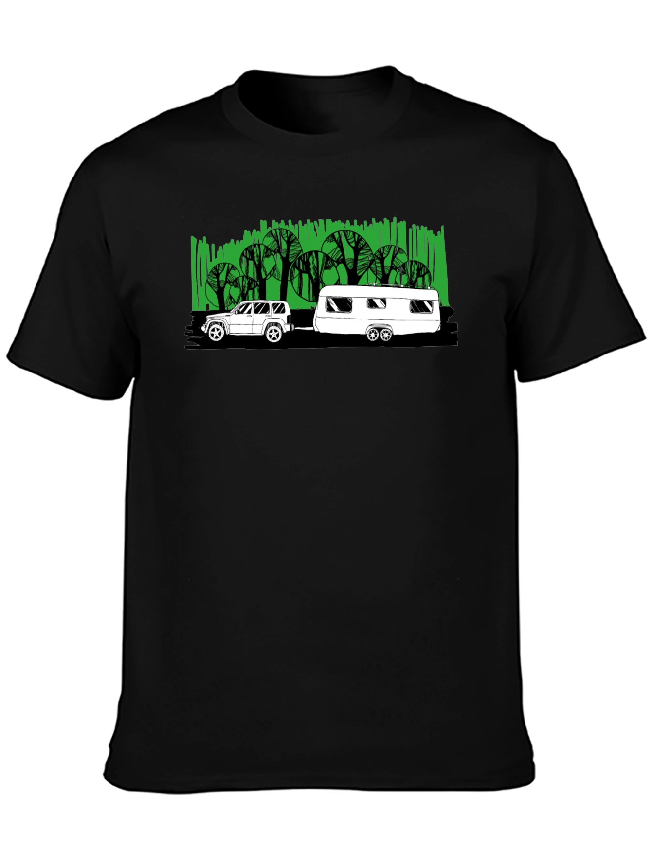 Car & Camper Graphic T-Shirt - Black