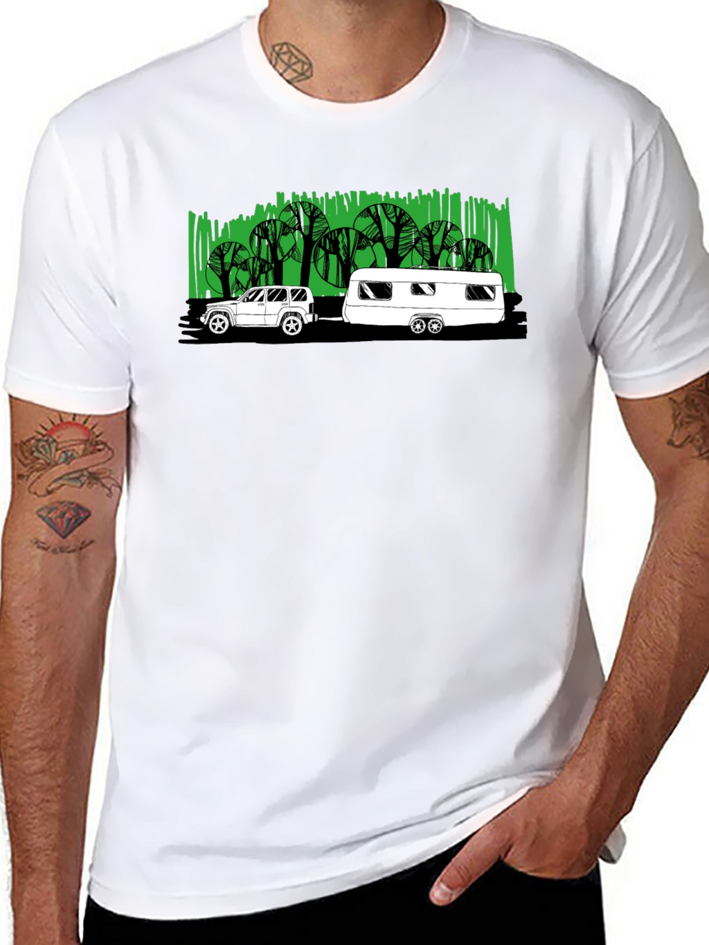 Car & Camper Graphic T-Shirt - Black