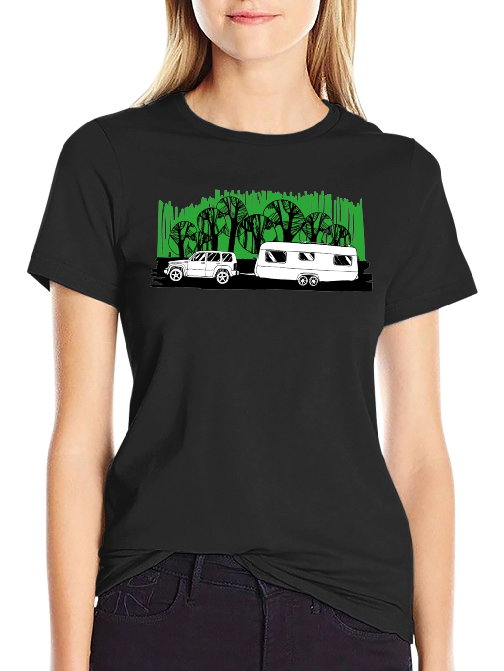 Car & Camper Graphic T-Shirt - Black
