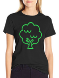 Modern Green Tree Graphic Black T-Shirt