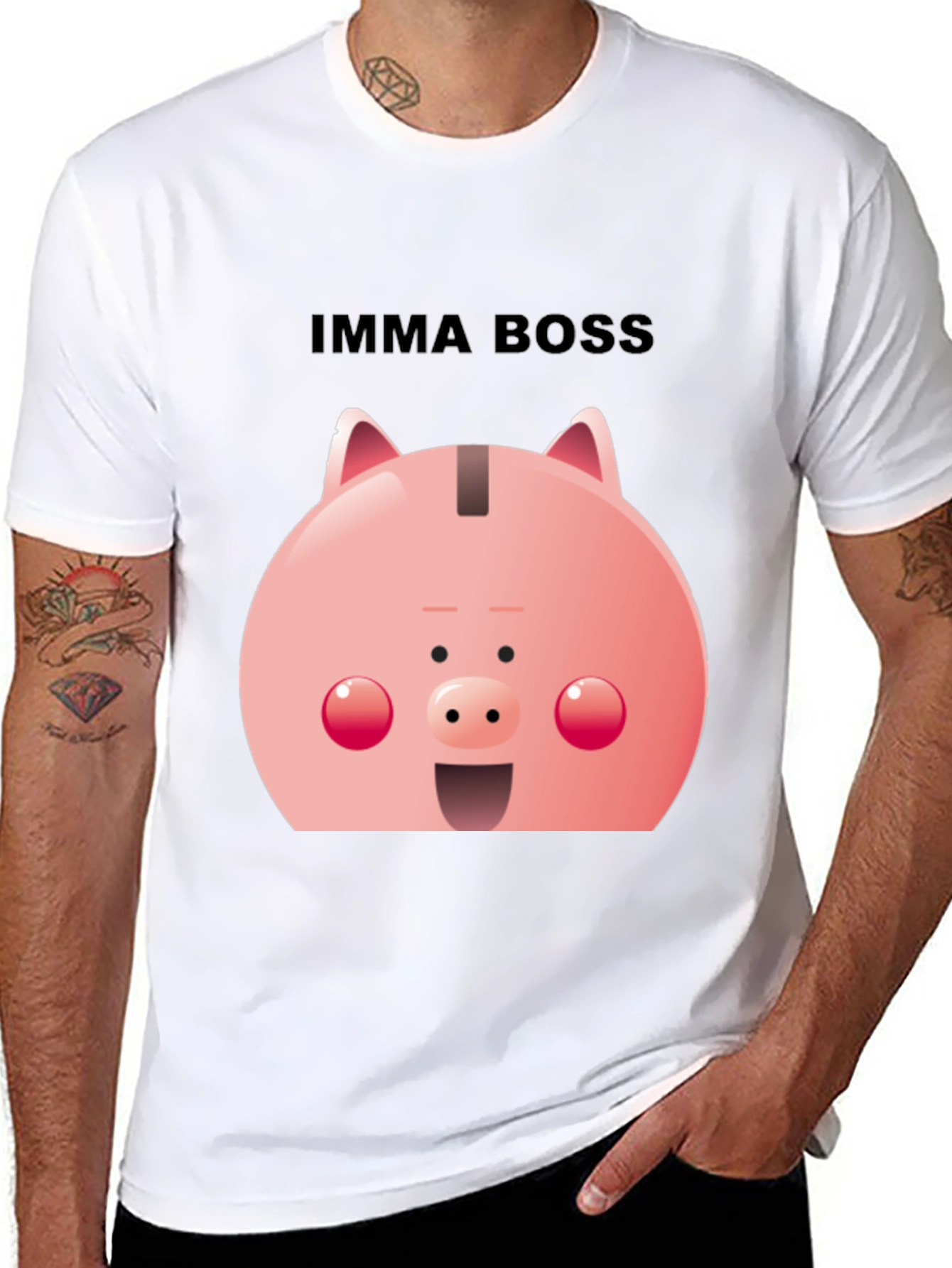 Imma Boss Piggy Bank T-Shirt - Black
