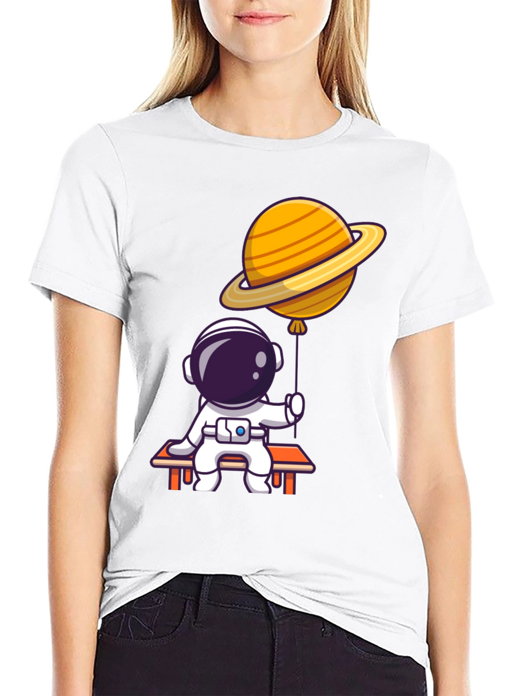 Astronaut & Planet Balloon Graphic T-Shirt