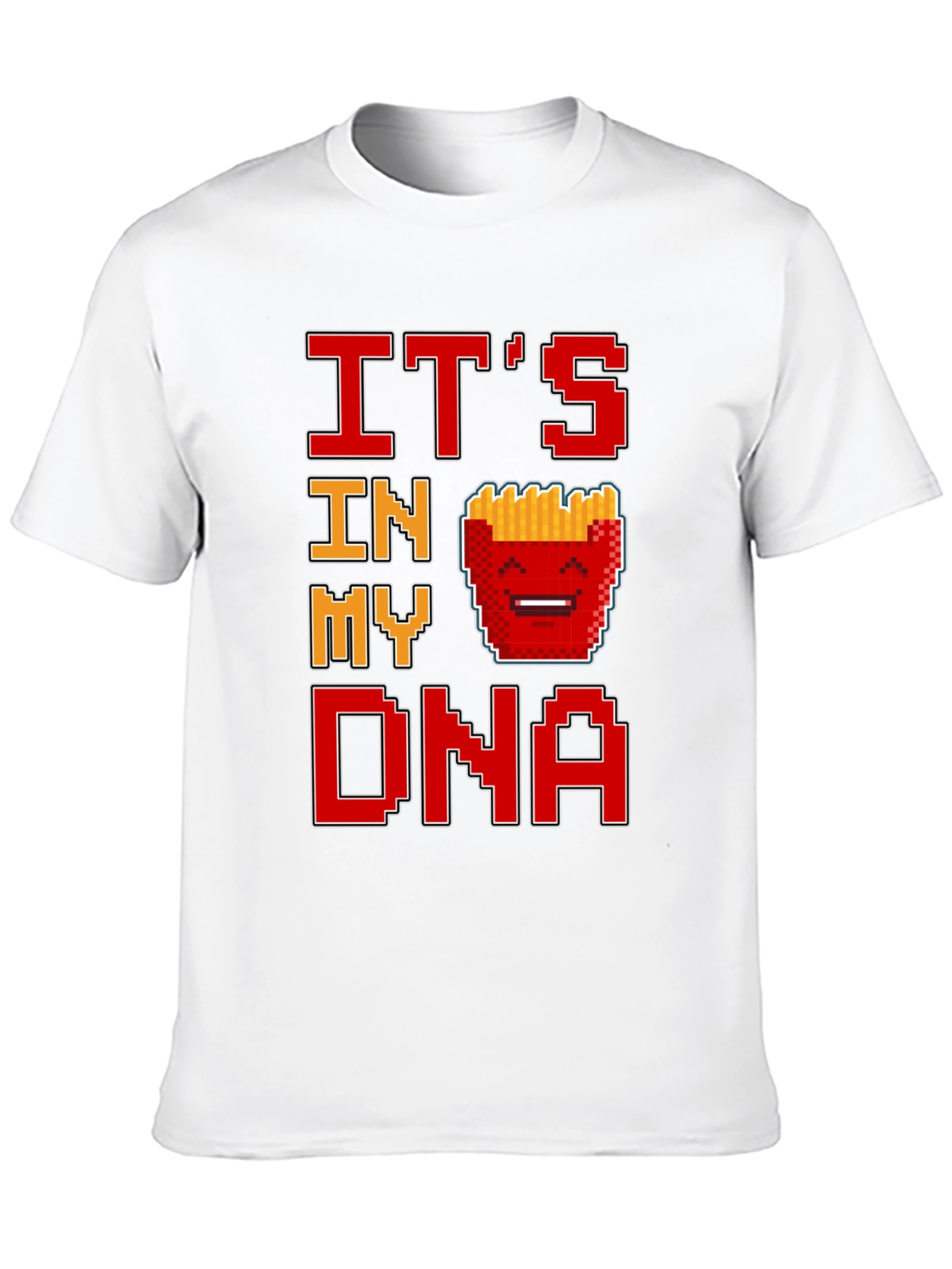 Its In My DNA Fries Pixel Art Black T-Shirt