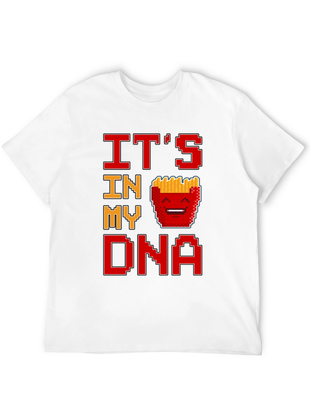 Its In My DNA Fries Pixel Art Black T-Shirt