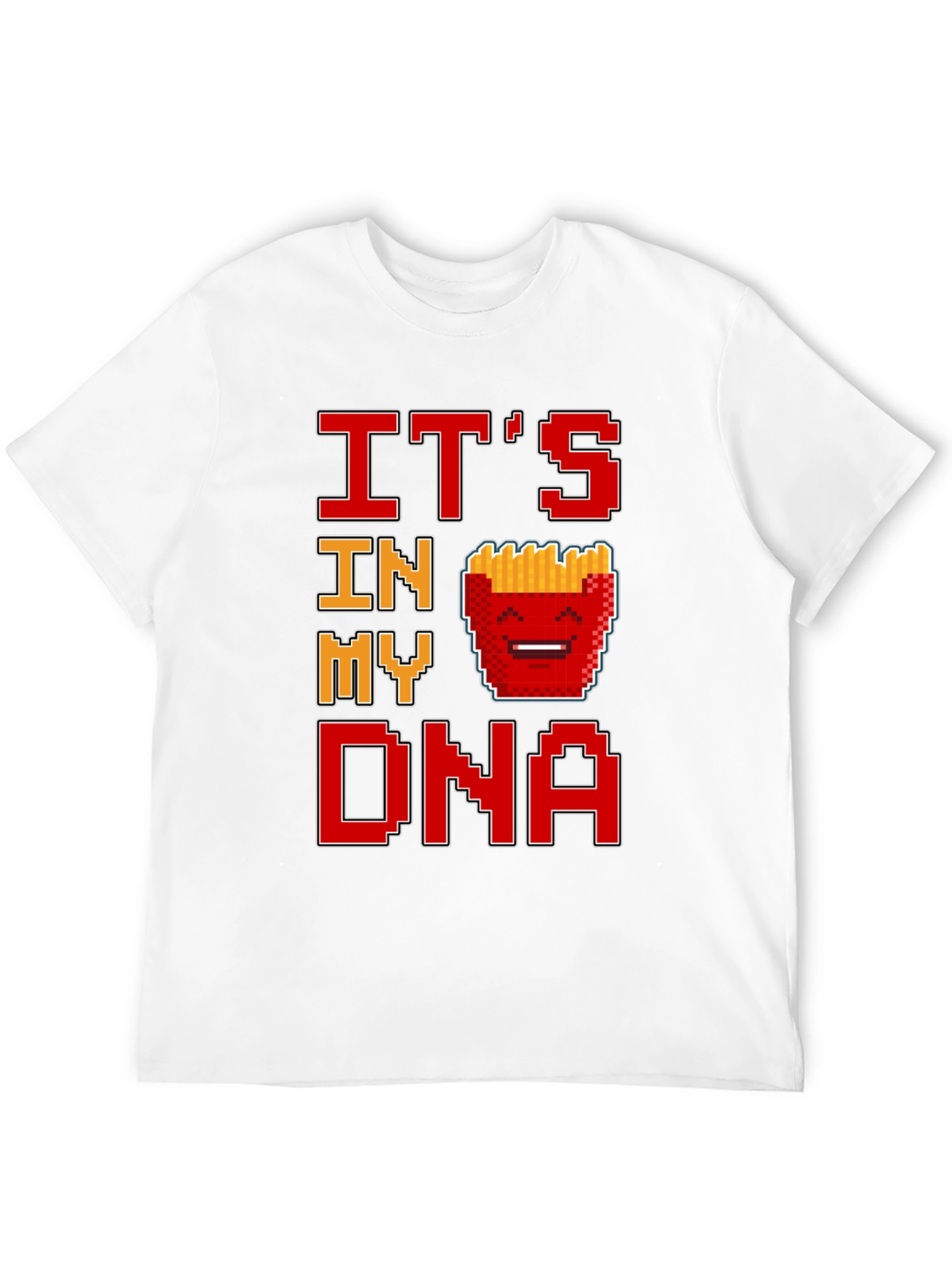 Its In My DNA Fries Pixel Art Black T-Shirt