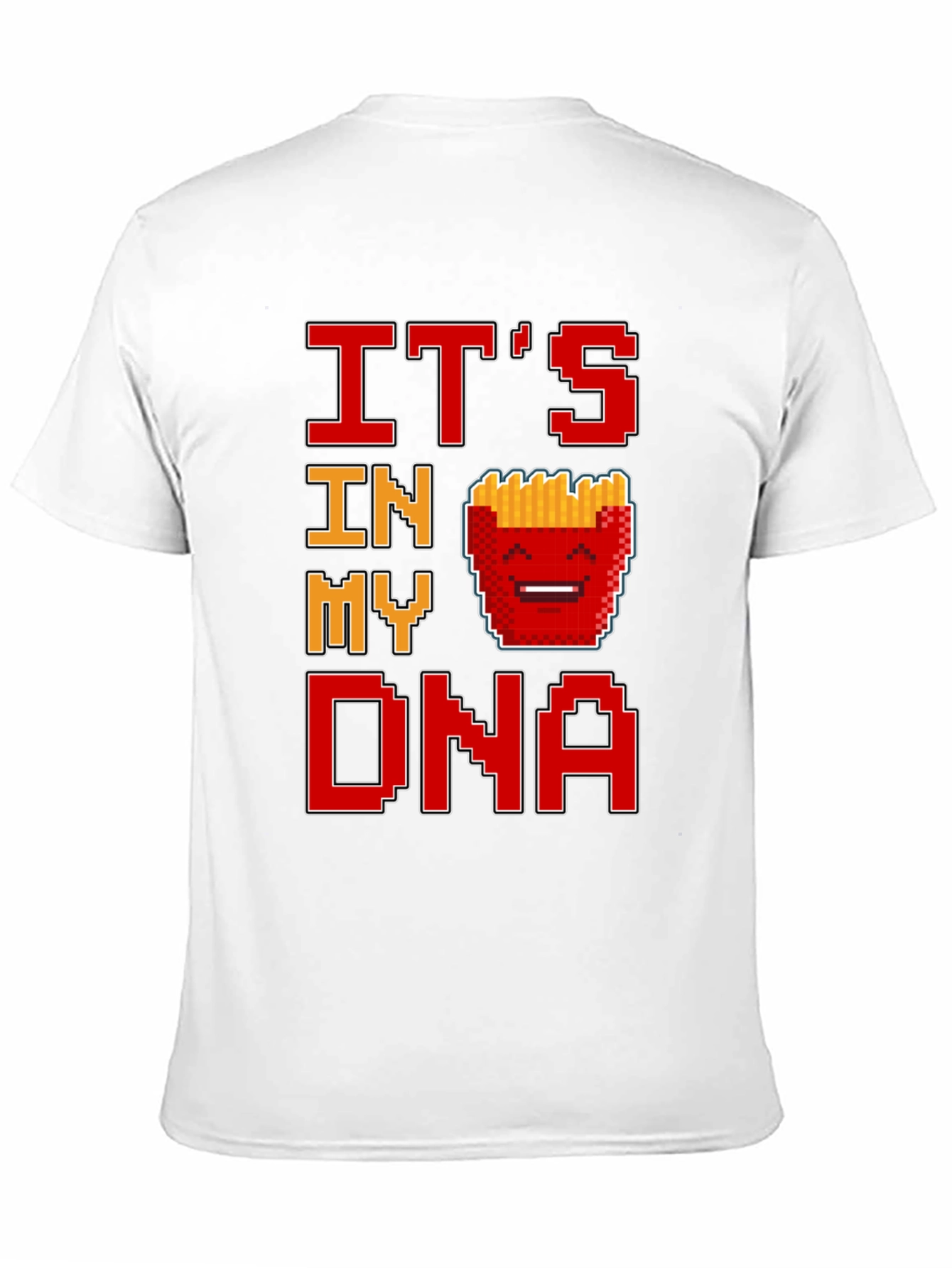 Its In My DNA Fries Pixel Art Black T-Shirt