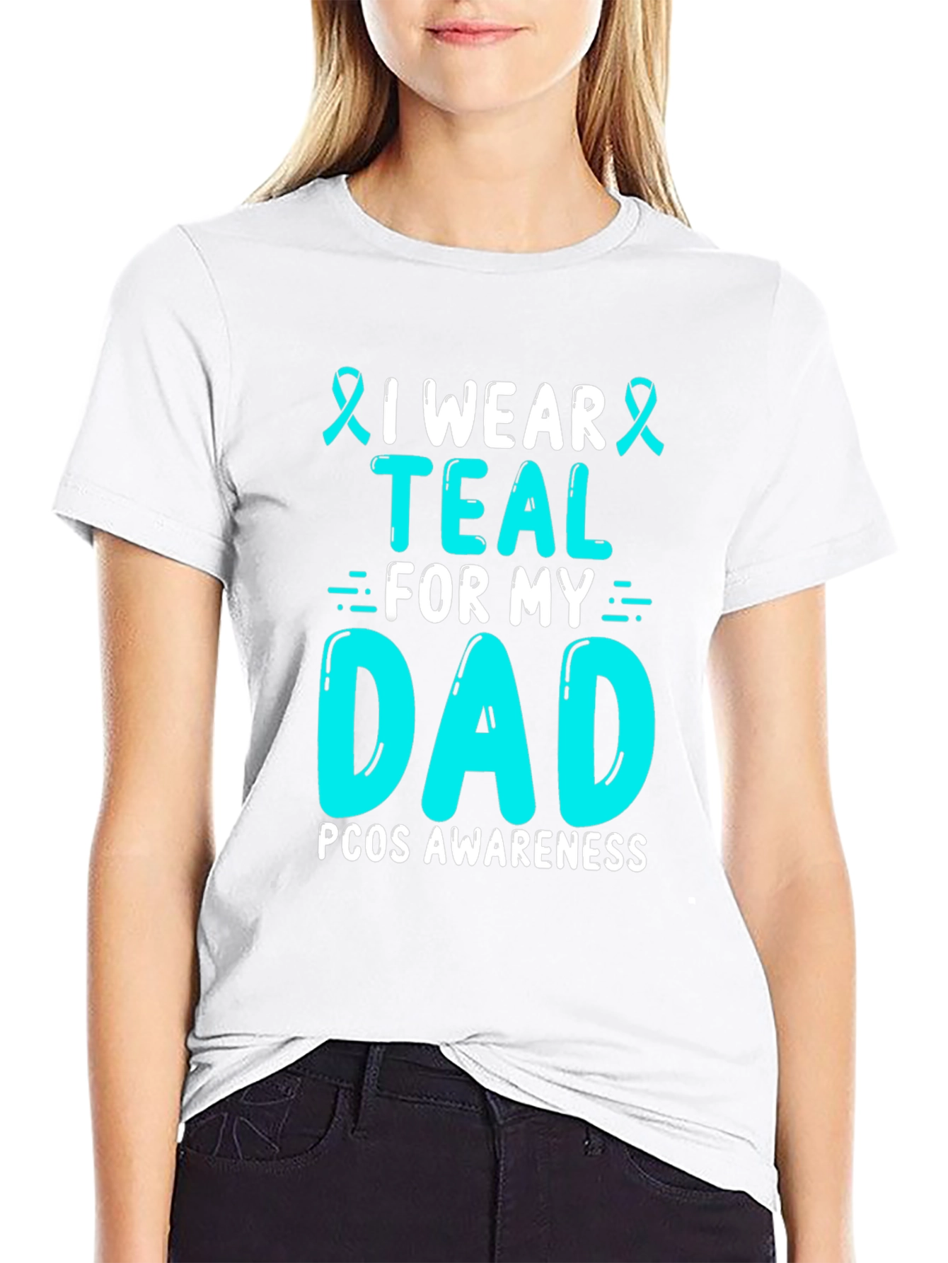 I Wear Teal For My Dad PCOS Awareness T-Shirt