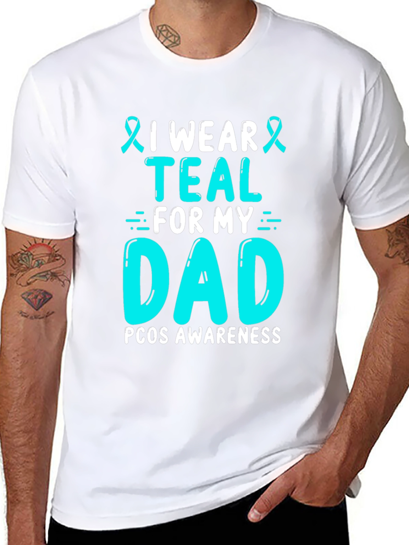 I Wear Teal For My Dad PCOS Awareness T-Shirt
