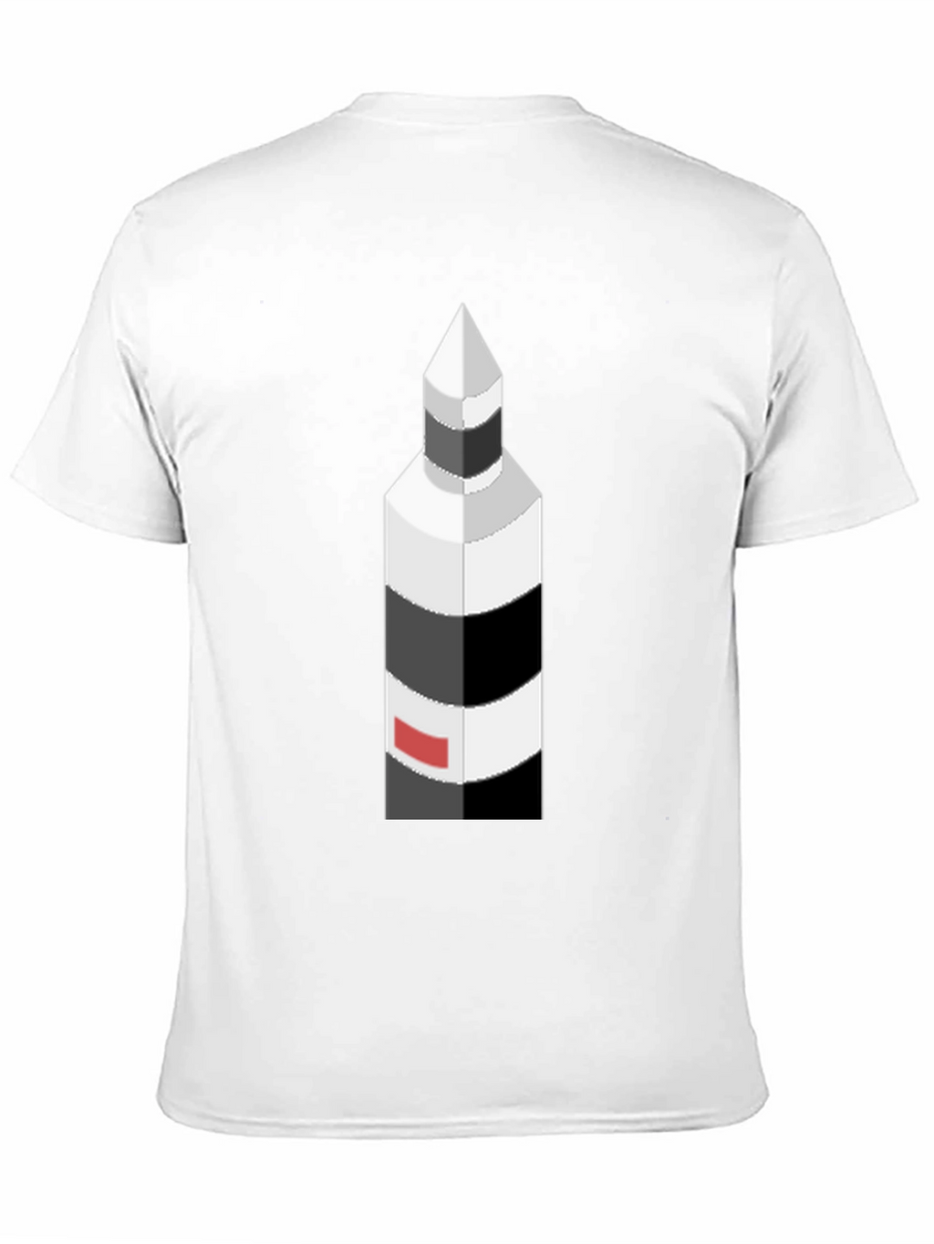 Isometric Lighthouse Graphic Tee - Black Cotton Casual Shirt