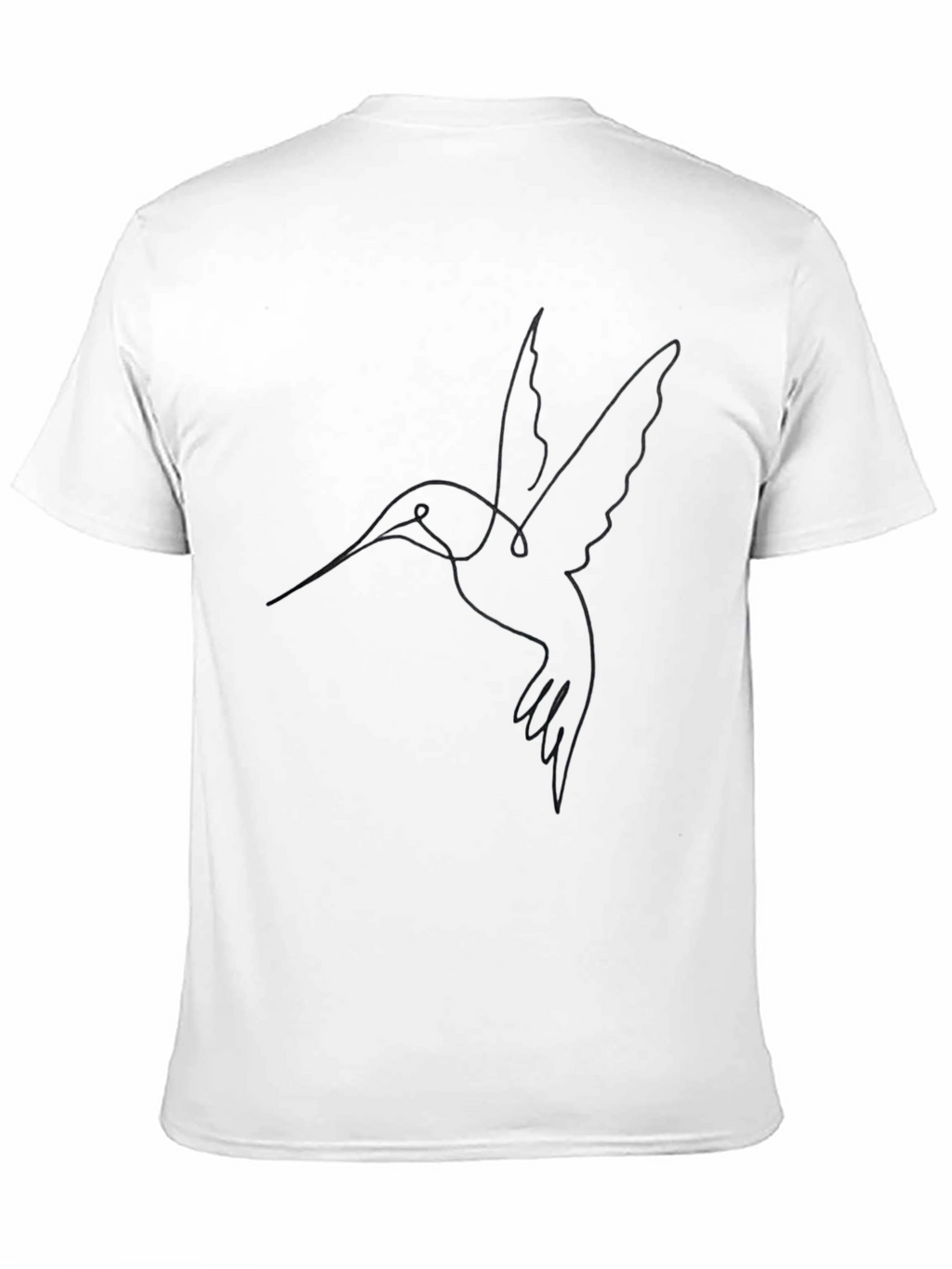 Minimalist Hummingbird Line Art Black T-Shirt