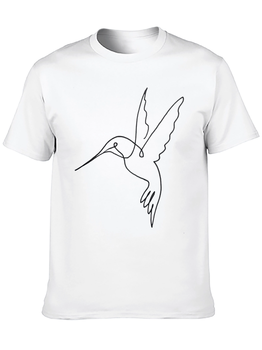 Minimalist Hummingbird Line Art Black T-Shirt