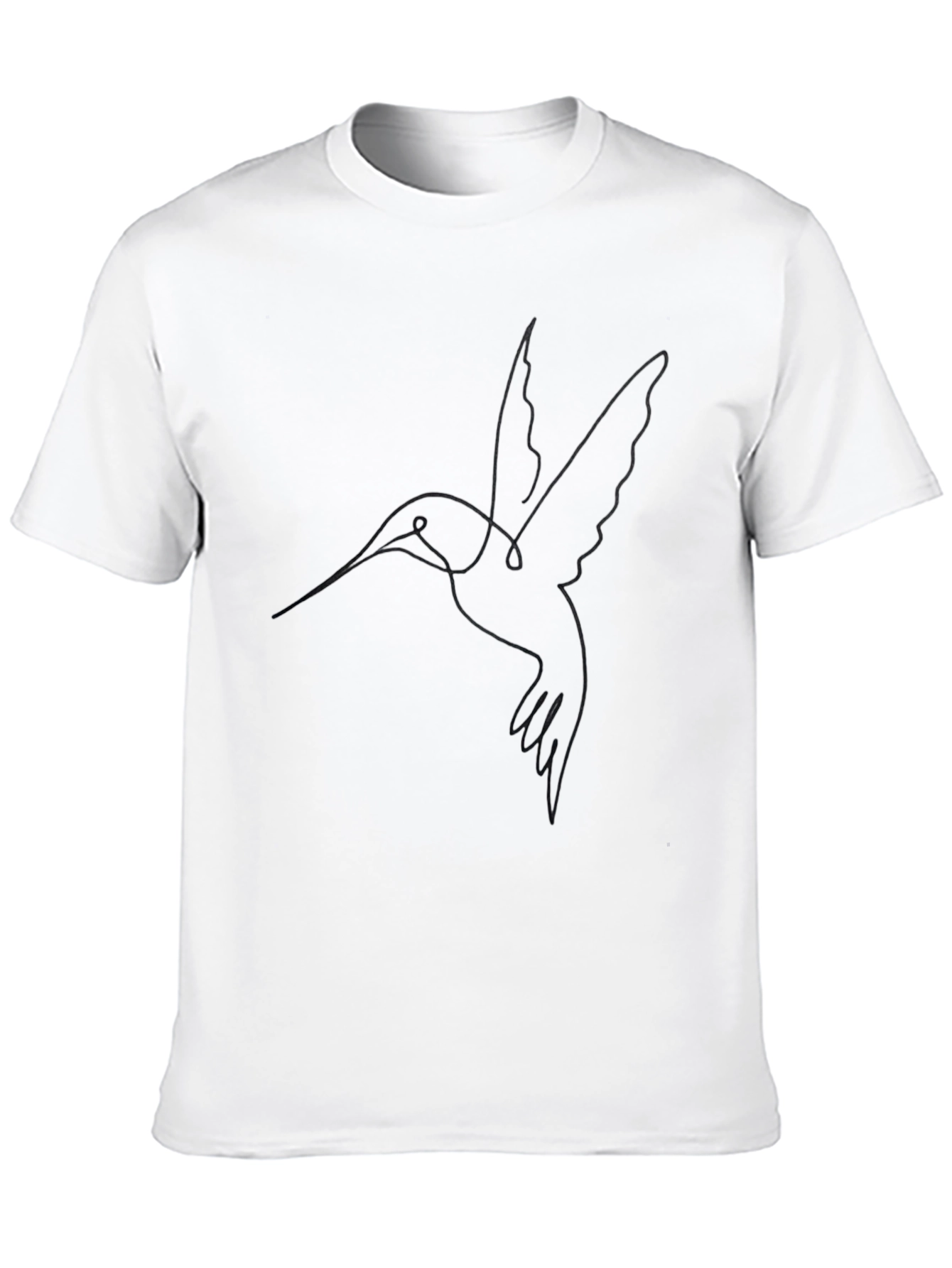 Minimalist Hummingbird Line Art Black T-Shirt