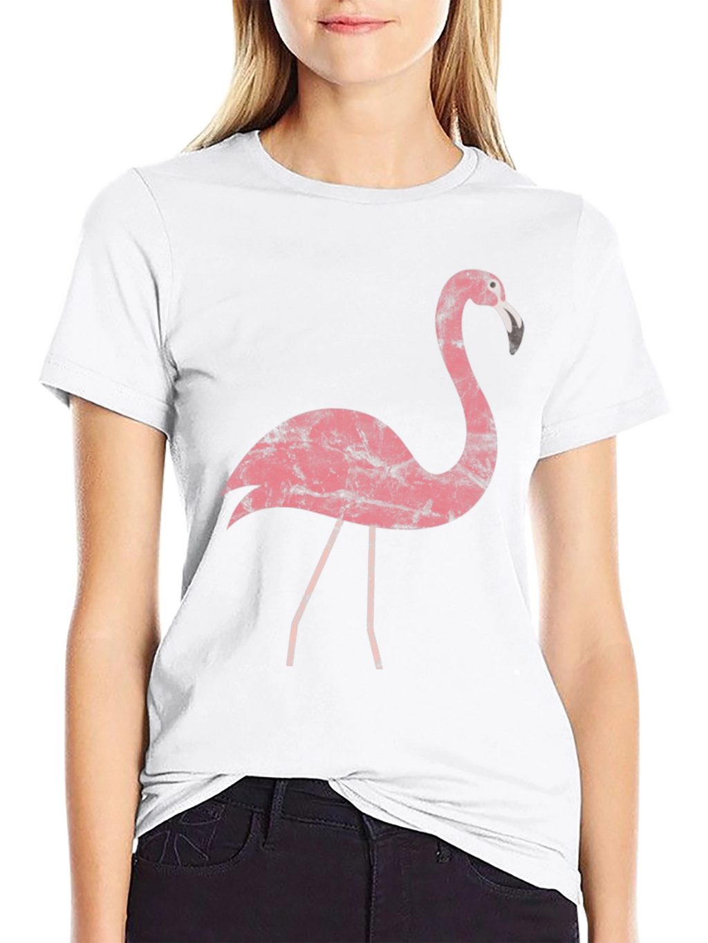 Pink Flamingo Graphic Tee - Casual Black T-Shirt