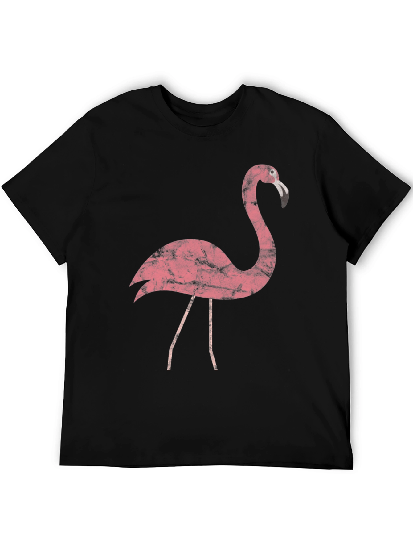 Pink Flamingo Graphic Tee - Casual Black T-Shirt