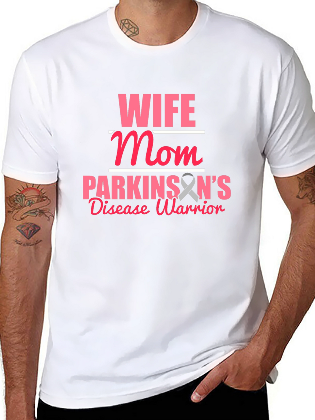 Wife Mom Parkinsons Disease Warrior Black T-Shirt