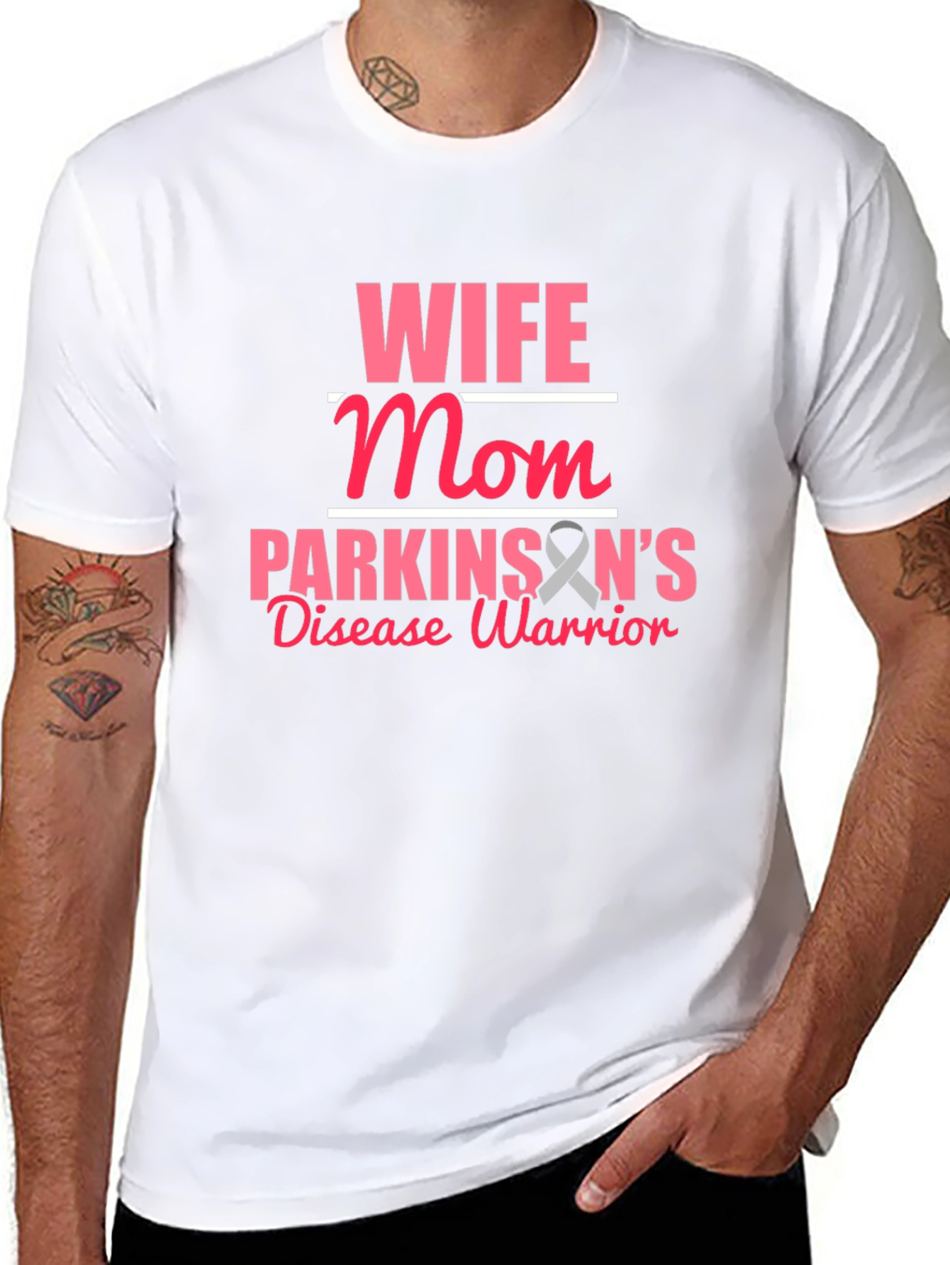 Wife Mom Parkinsons Disease Warrior Black T-Shirt