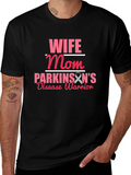 Wife Mom Parkinsons Disease Warrior Black T-Shirt