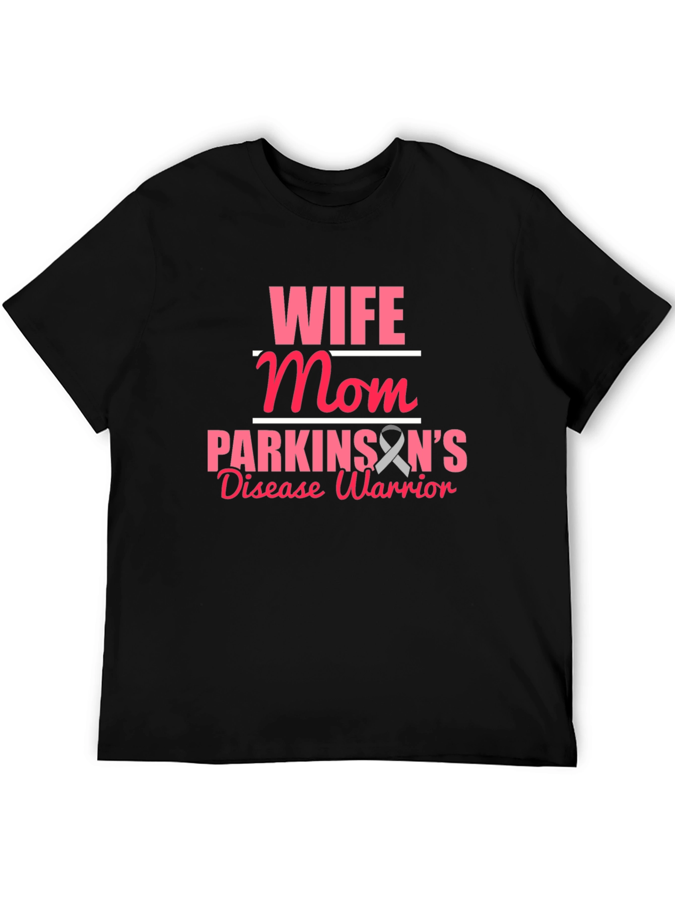 Wife Mom Parkinsons Disease Warrior Black T-Shirt
