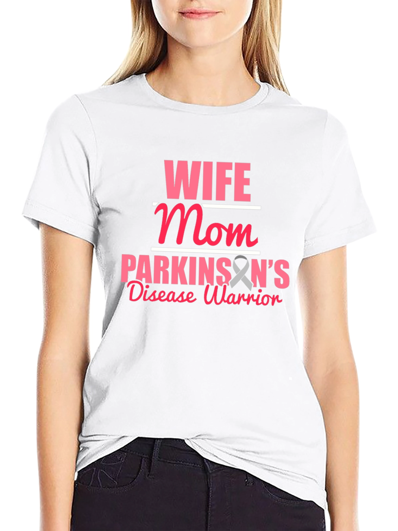 Wife Mom Parkinsons Disease Warrior Black T-Shirt