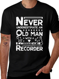 Never Underestimate Old Man Recorder T-Shirt