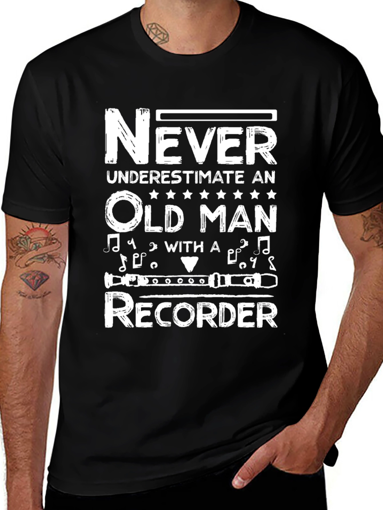 Never Underestimate Old Man Recorder T-Shirt