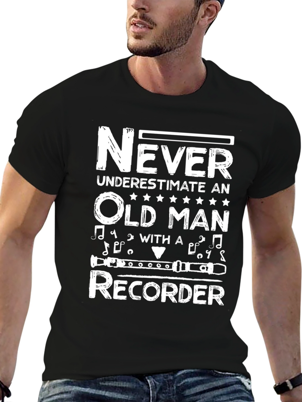 Never Underestimate Old Man Recorder T-Shirt