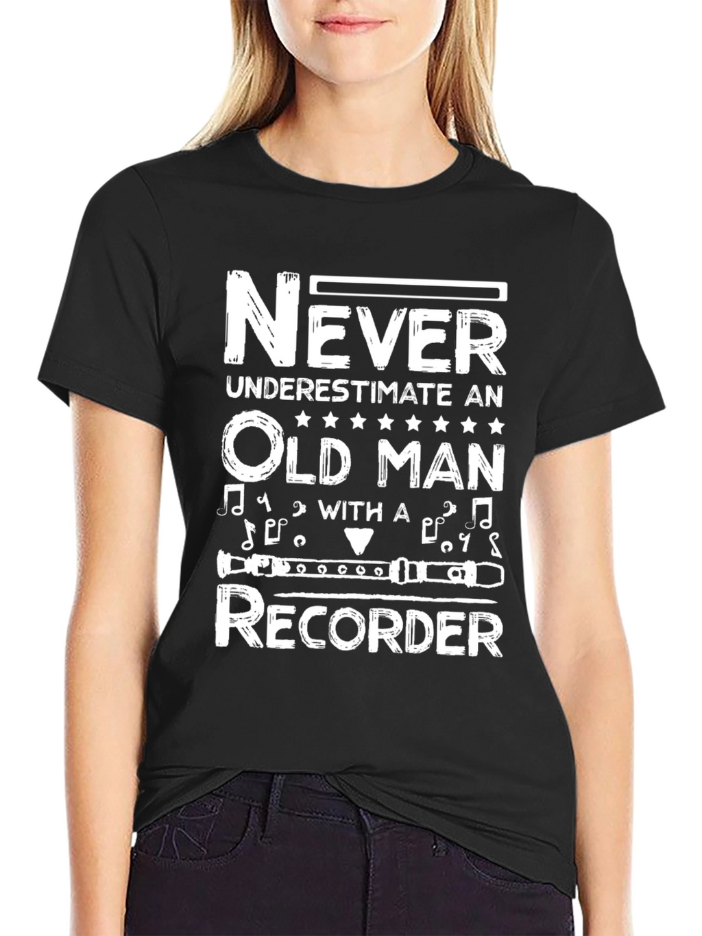 Never Underestimate Old Man Recorder T-Shirt