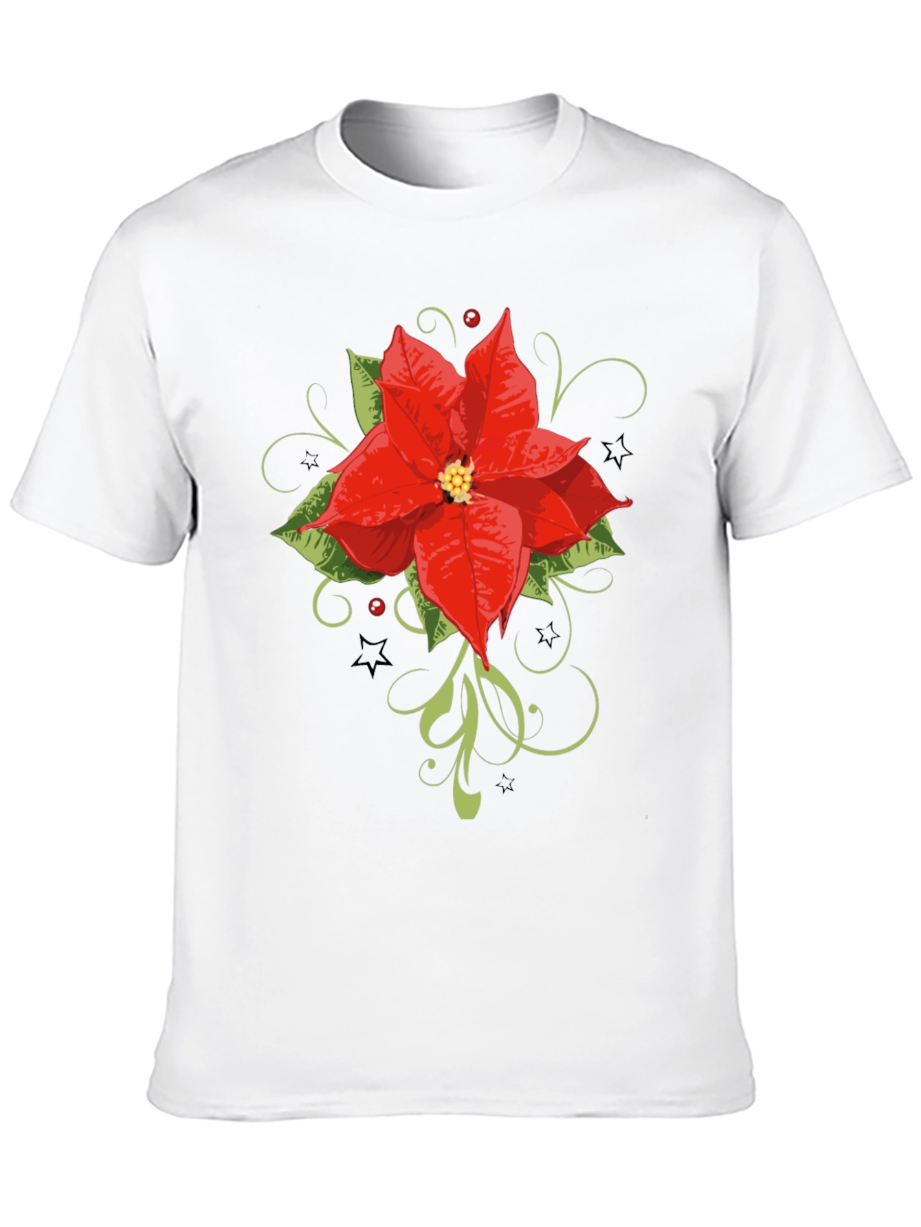 Festive Poinsettia Graphic Tee - Holiday Style