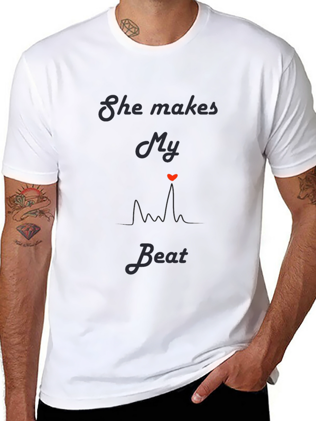 She Makes My Heart Beat T-Shirt Romantic Graphic Tee