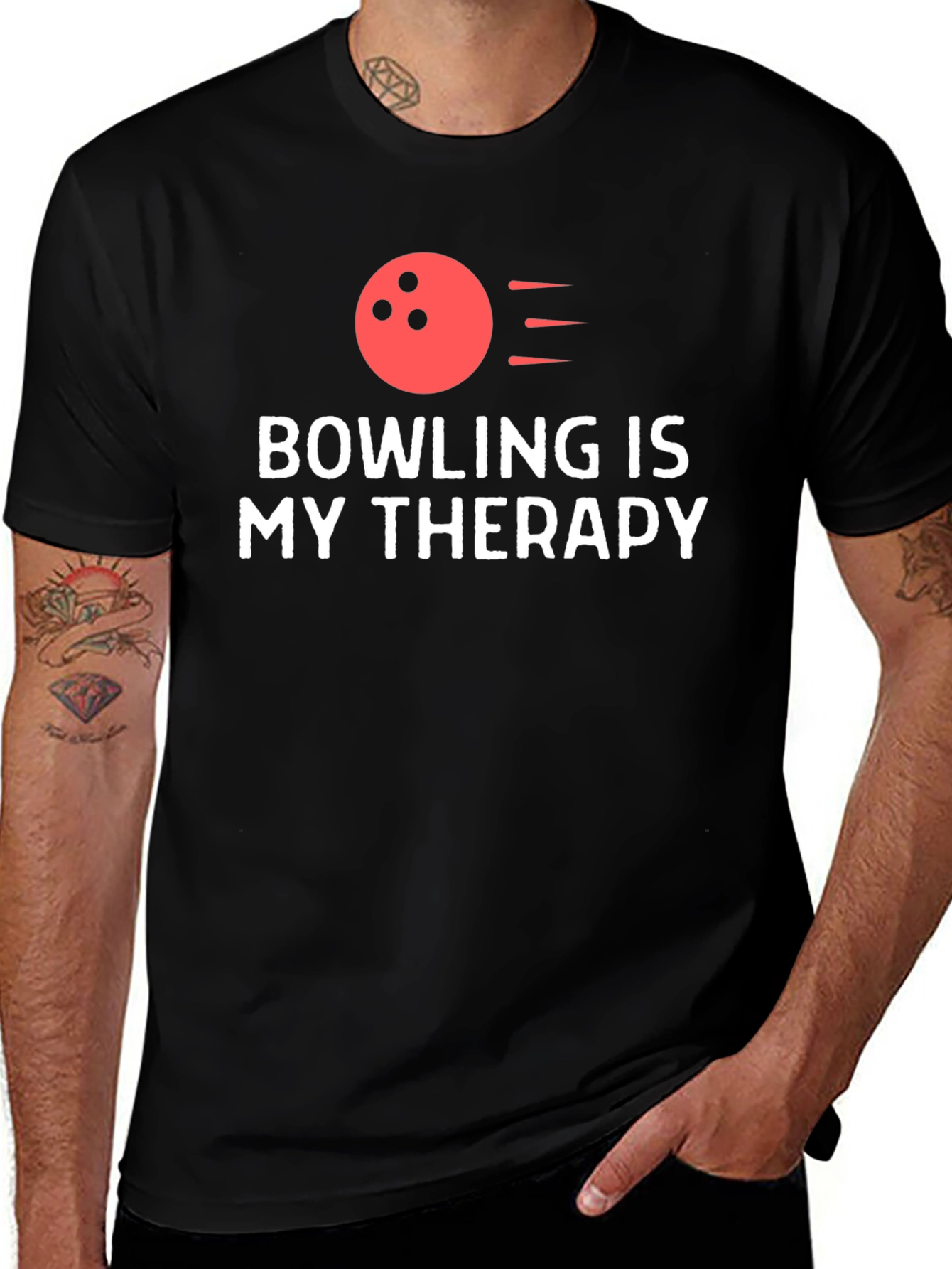 Bowling is My Therapy T-Shirt - Black Tee
