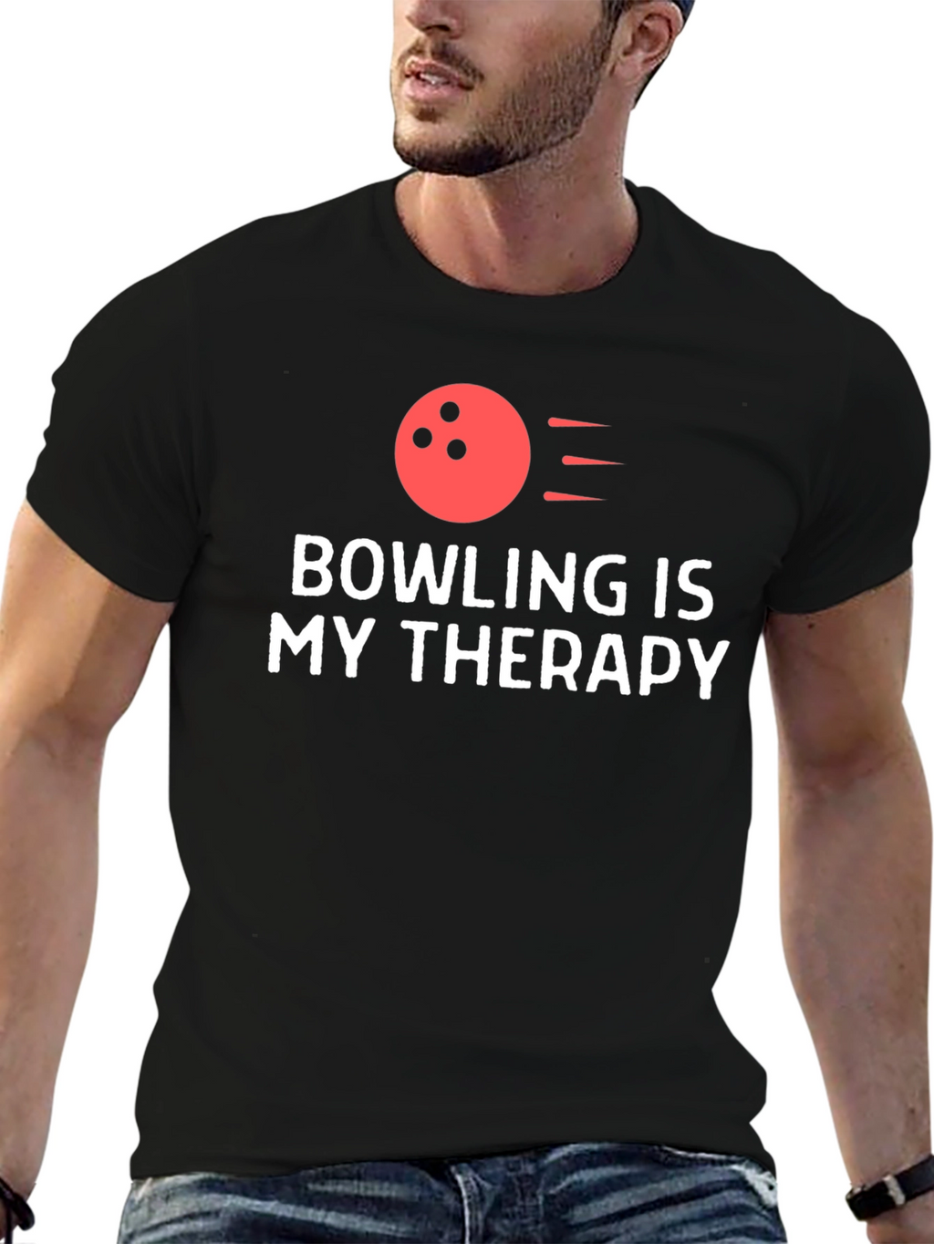 Bowling is My Therapy T-Shirt - Black Tee