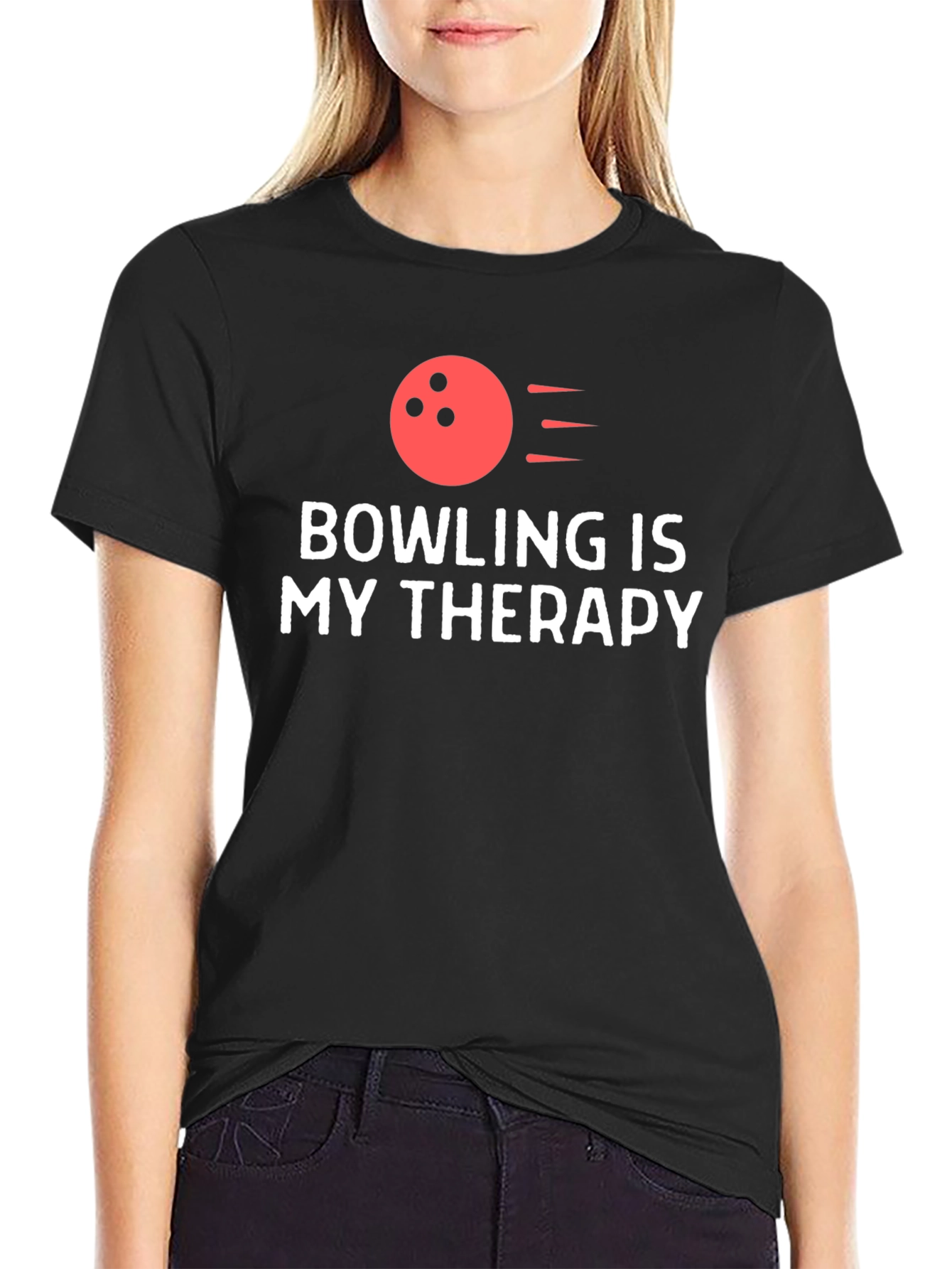 Bowling is My Therapy T-Shirt - Black Tee