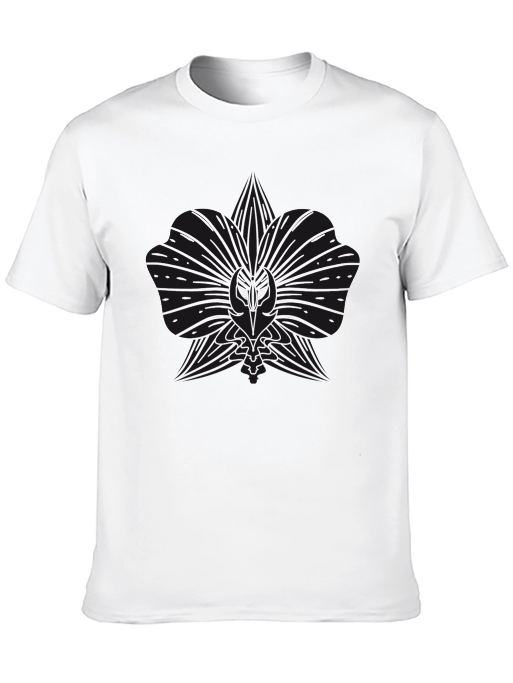 Mens Black Graphic Tee - Floral Design