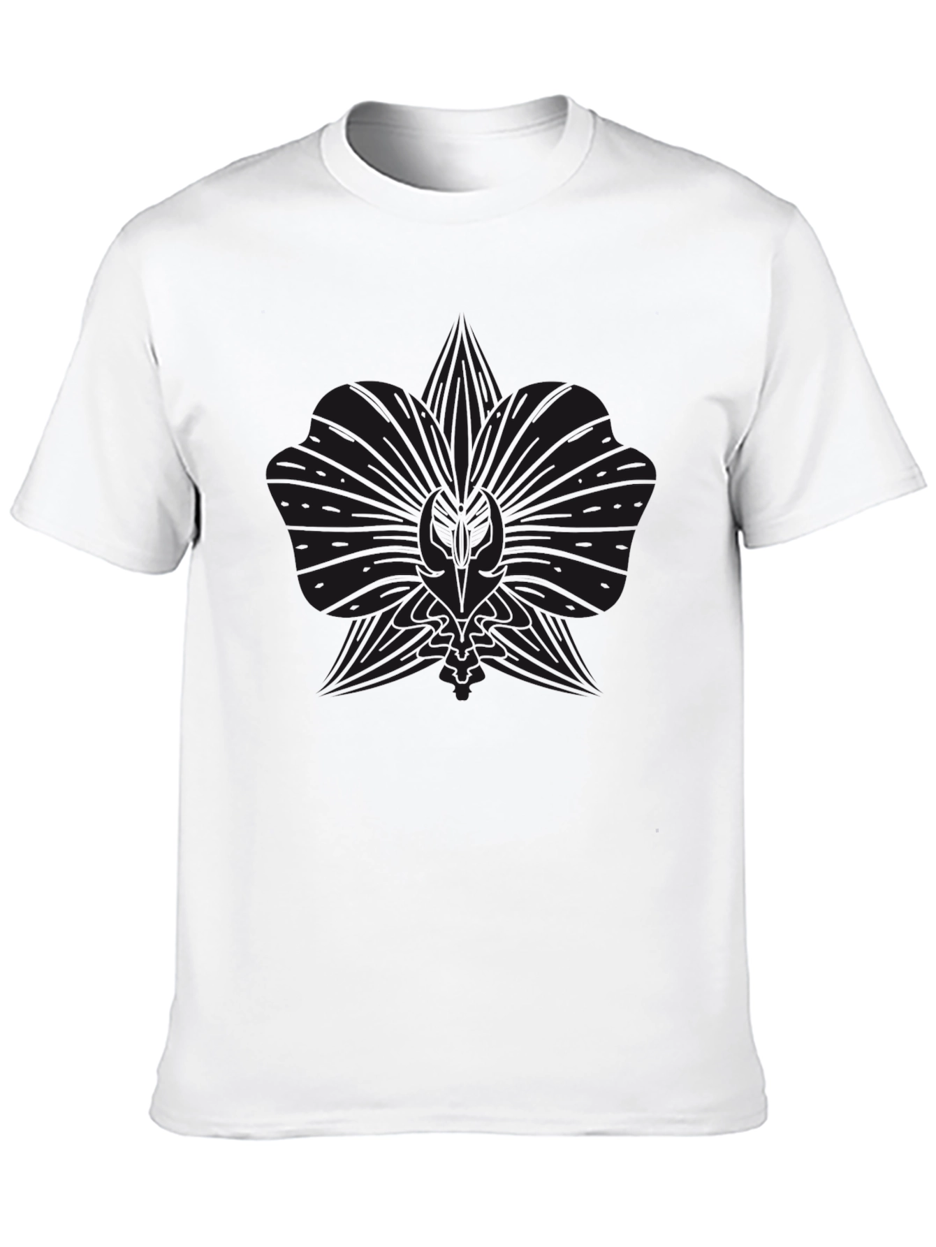 Mens Black Graphic Tee - Floral Design