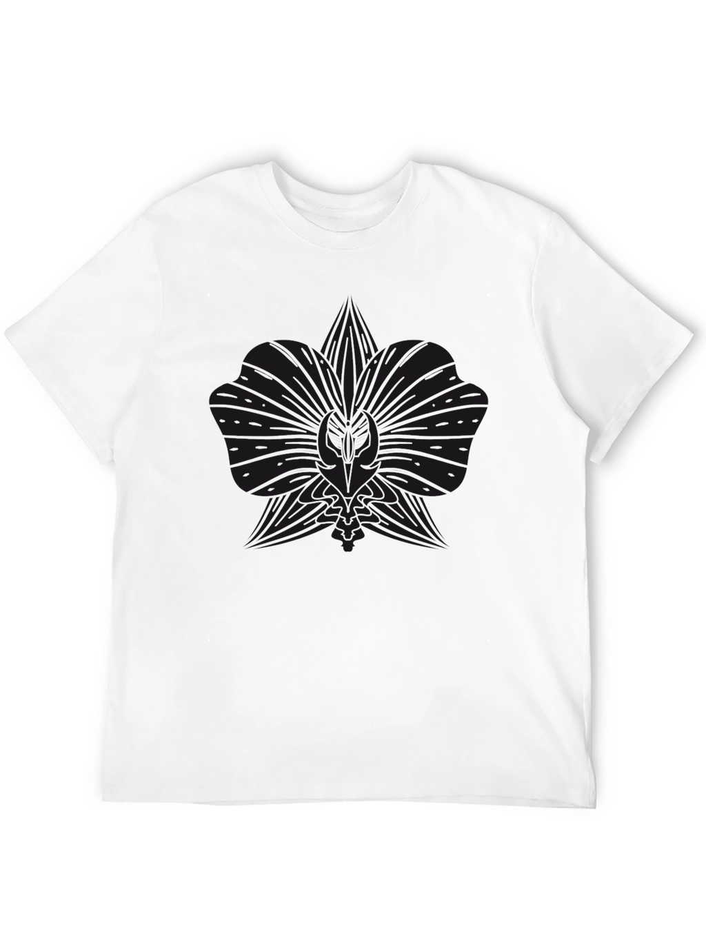 Mens Black Graphic Tee - Floral Design