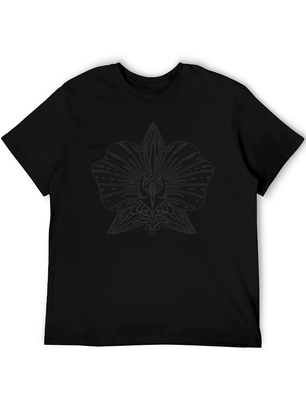 Mens Black Graphic Tee - Floral Design