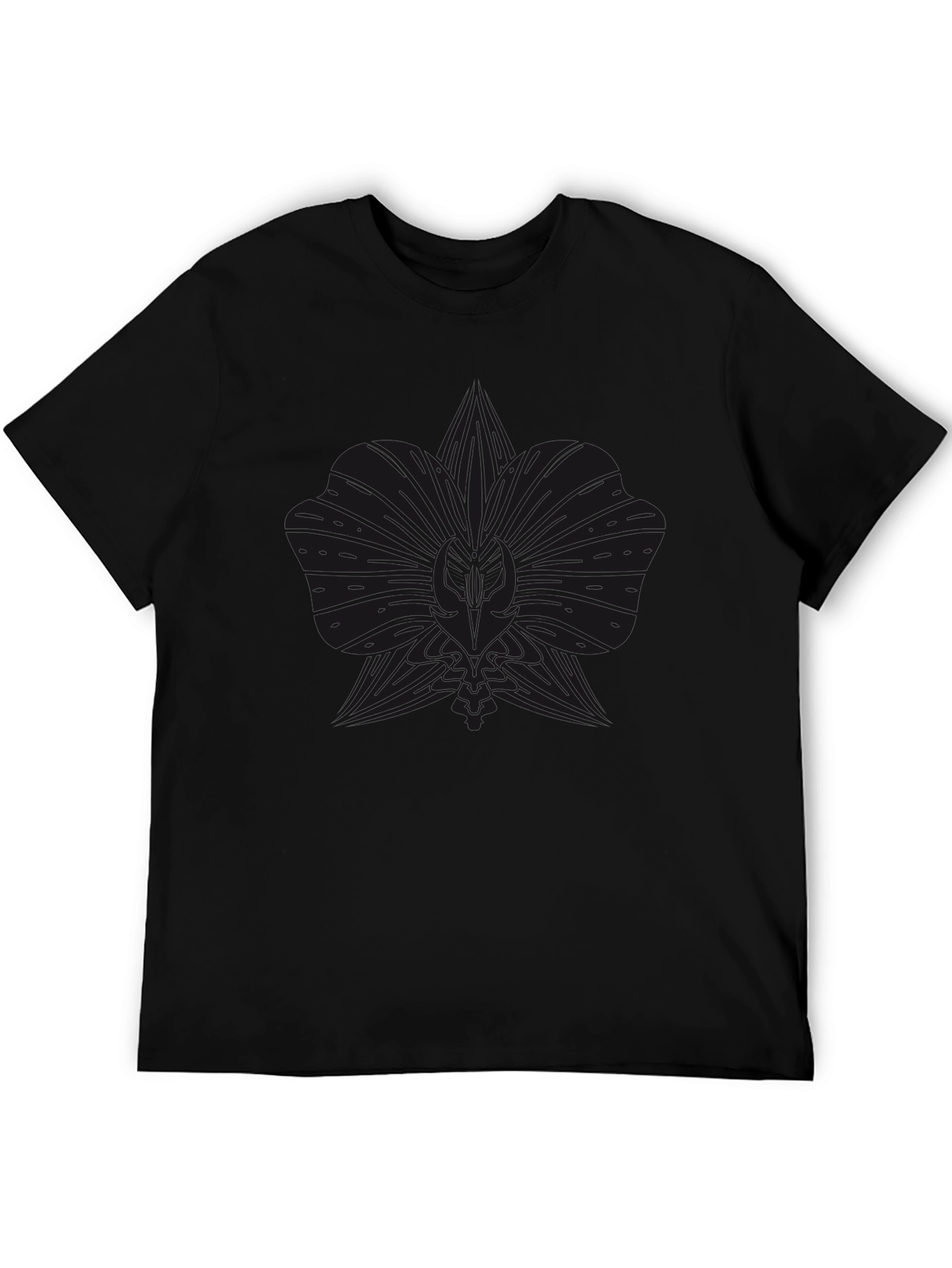 Mens Black Graphic Tee - Floral Design
