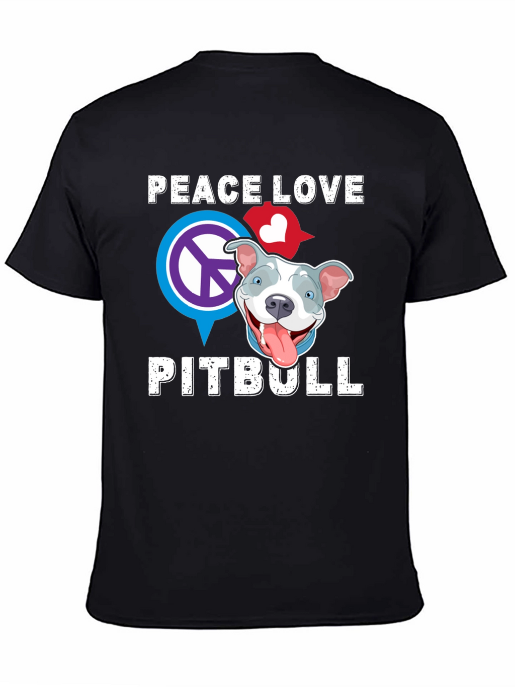 Peace Love Pitbull T-Shirt - Black Crew Neck