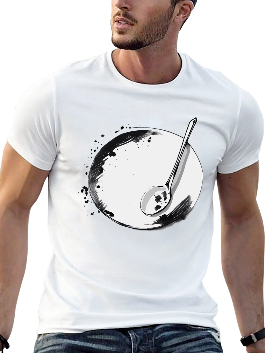 Spoon & Plate Graphic Tee - Modern Art Shirt