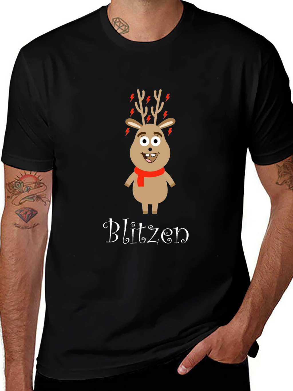 Blitzen Reindeer Graphic T-Shirt