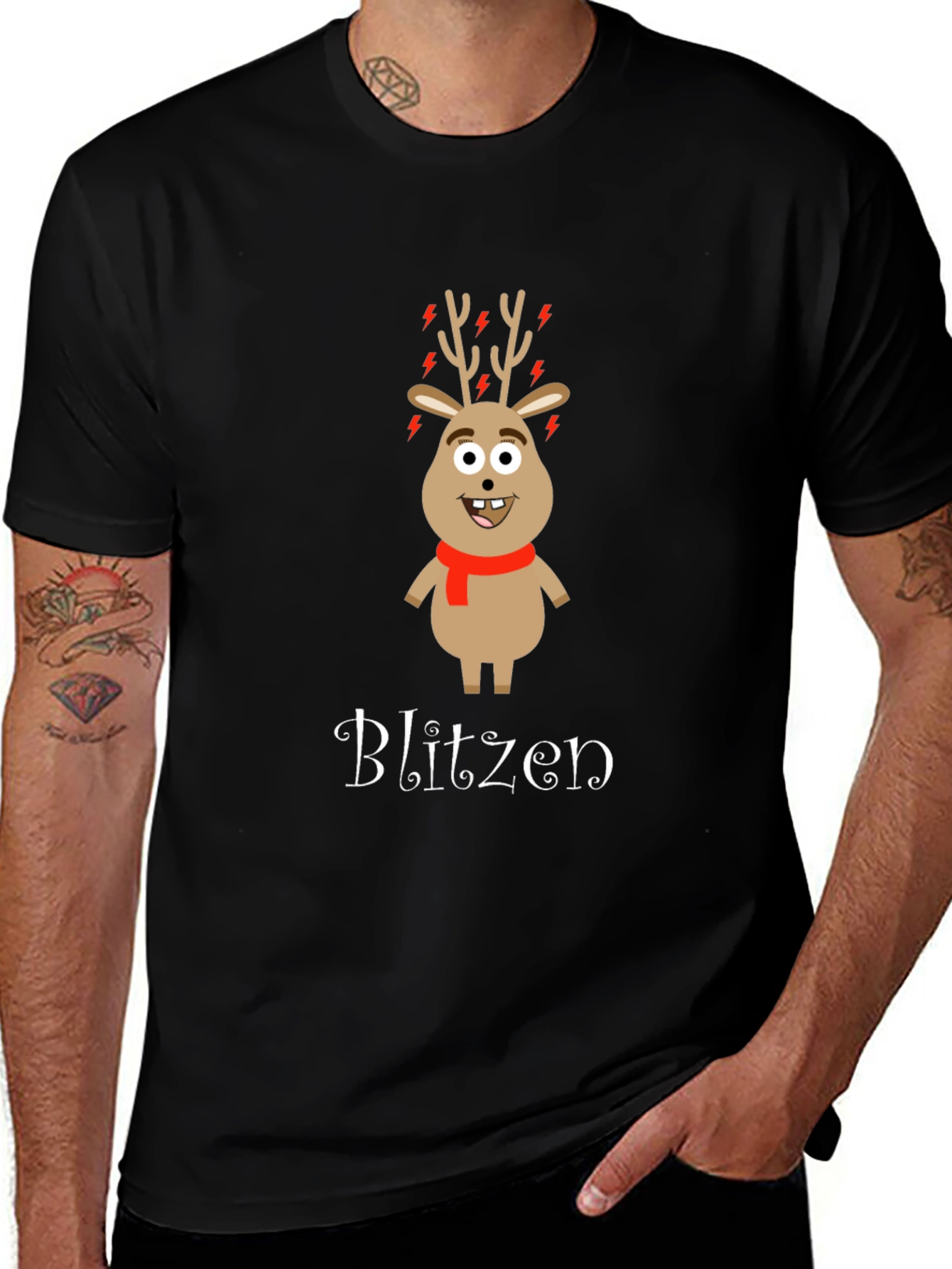Blitzen Reindeer Graphic T-Shirt