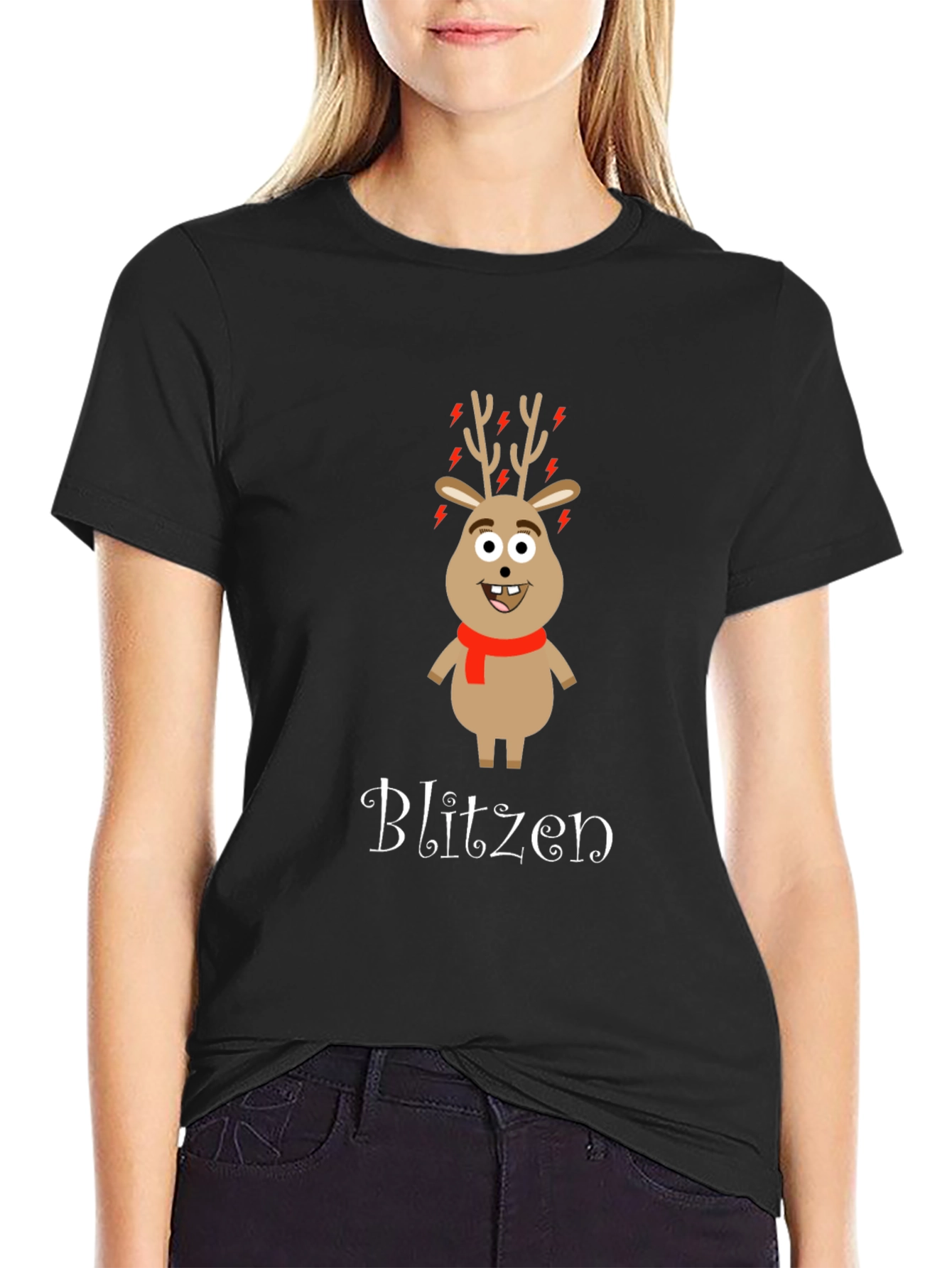 Blitzen Reindeer Graphic T-Shirt