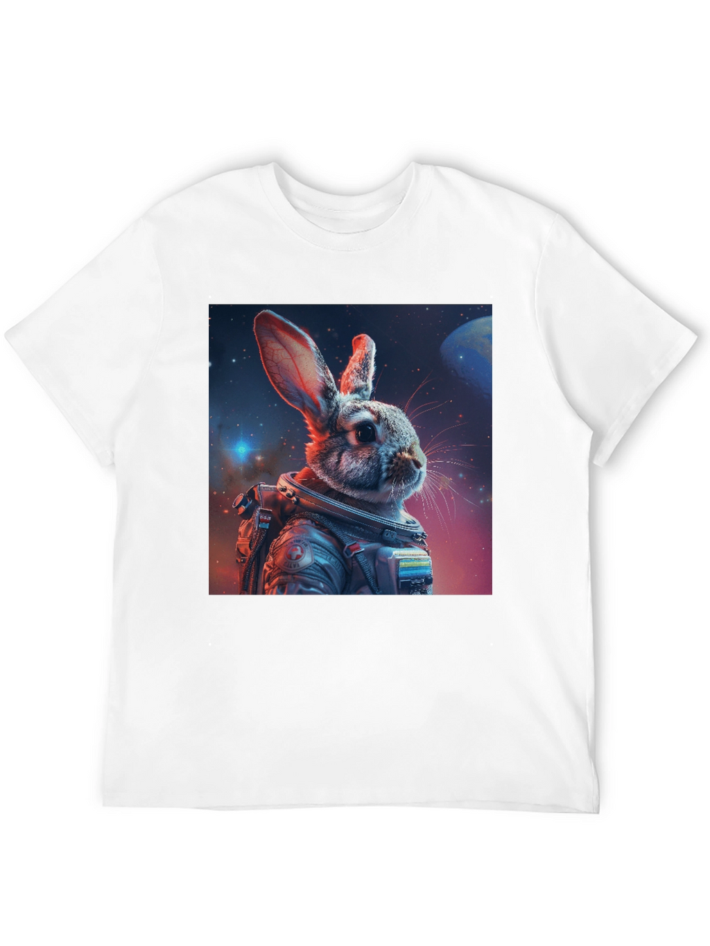 Astronaut Rabbit Graphic Black T-Shirt