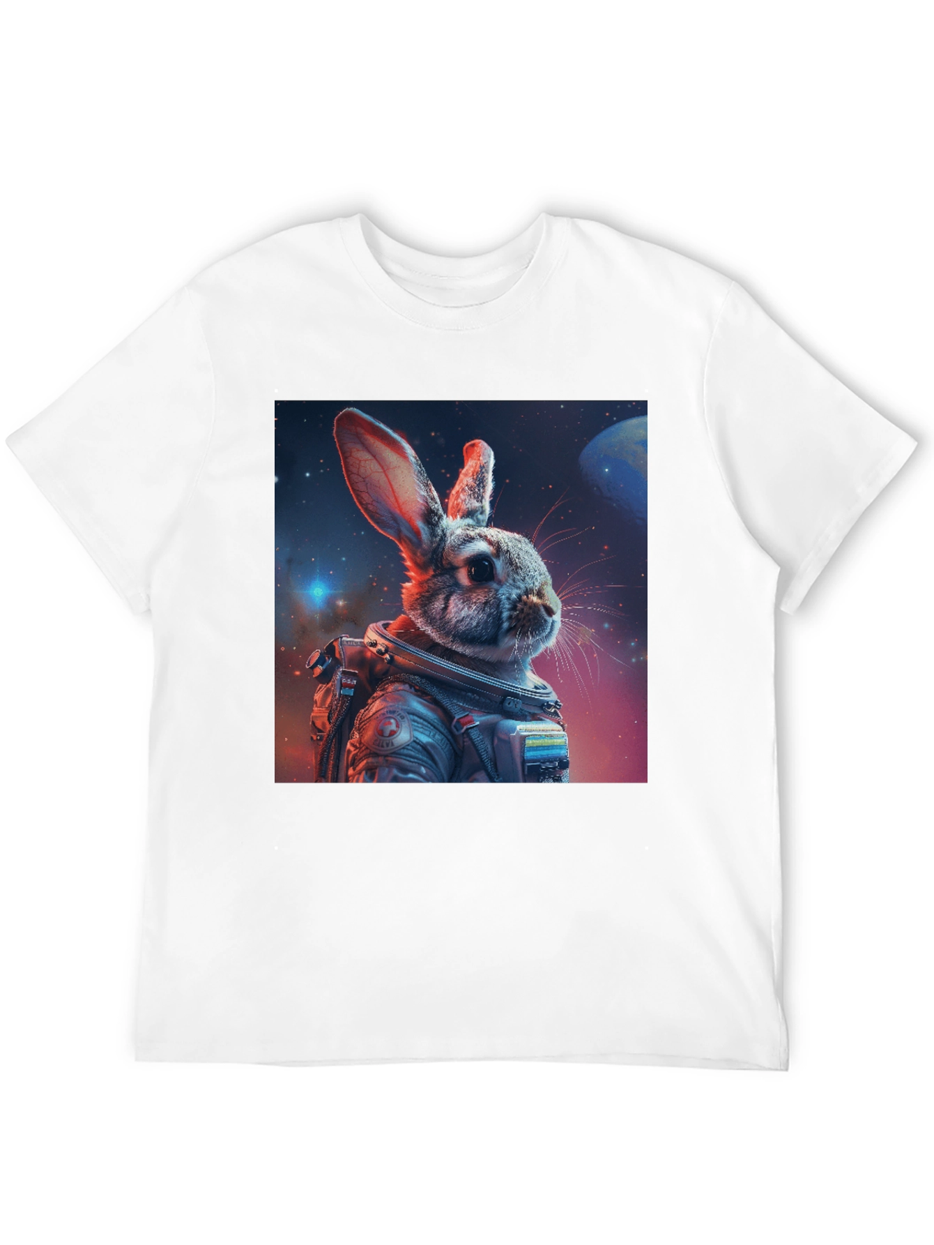 Astronaut Rabbit Graphic Black T-Shirt