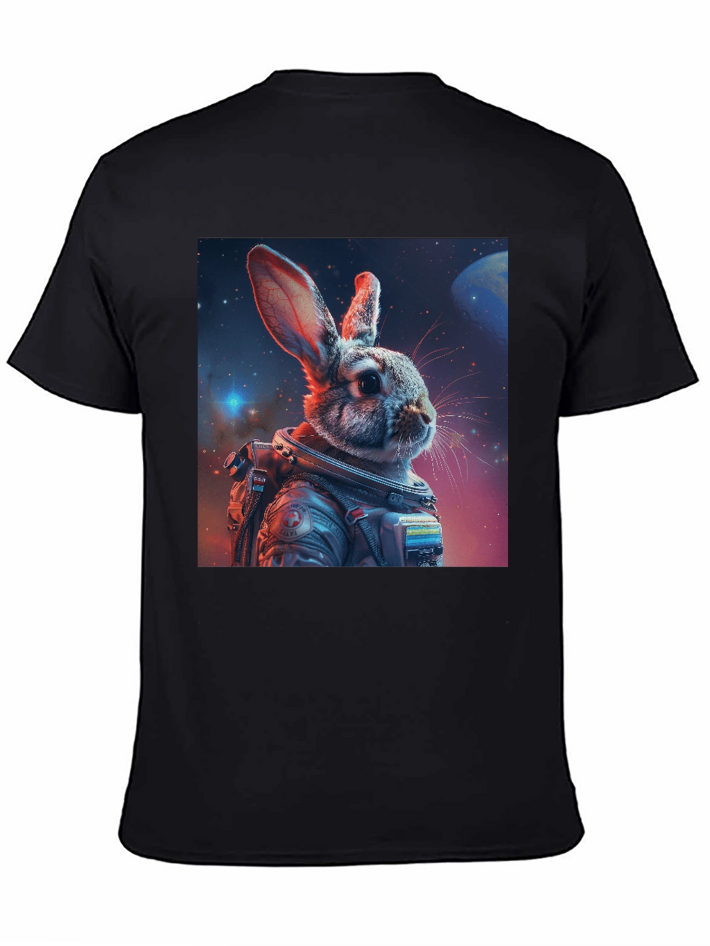 Astronaut Rabbit Graphic Black T-Shirt