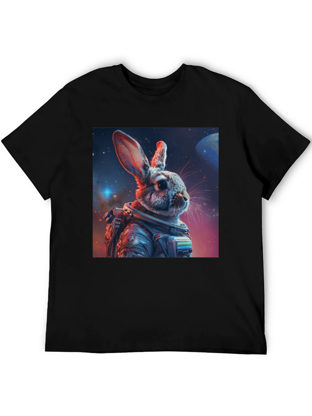Astronaut Rabbit Graphic Black T-Shirt
