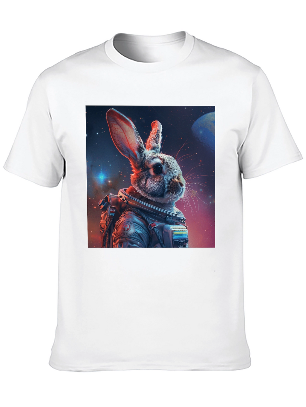 Astronaut Rabbit Graphic Black T-Shirt